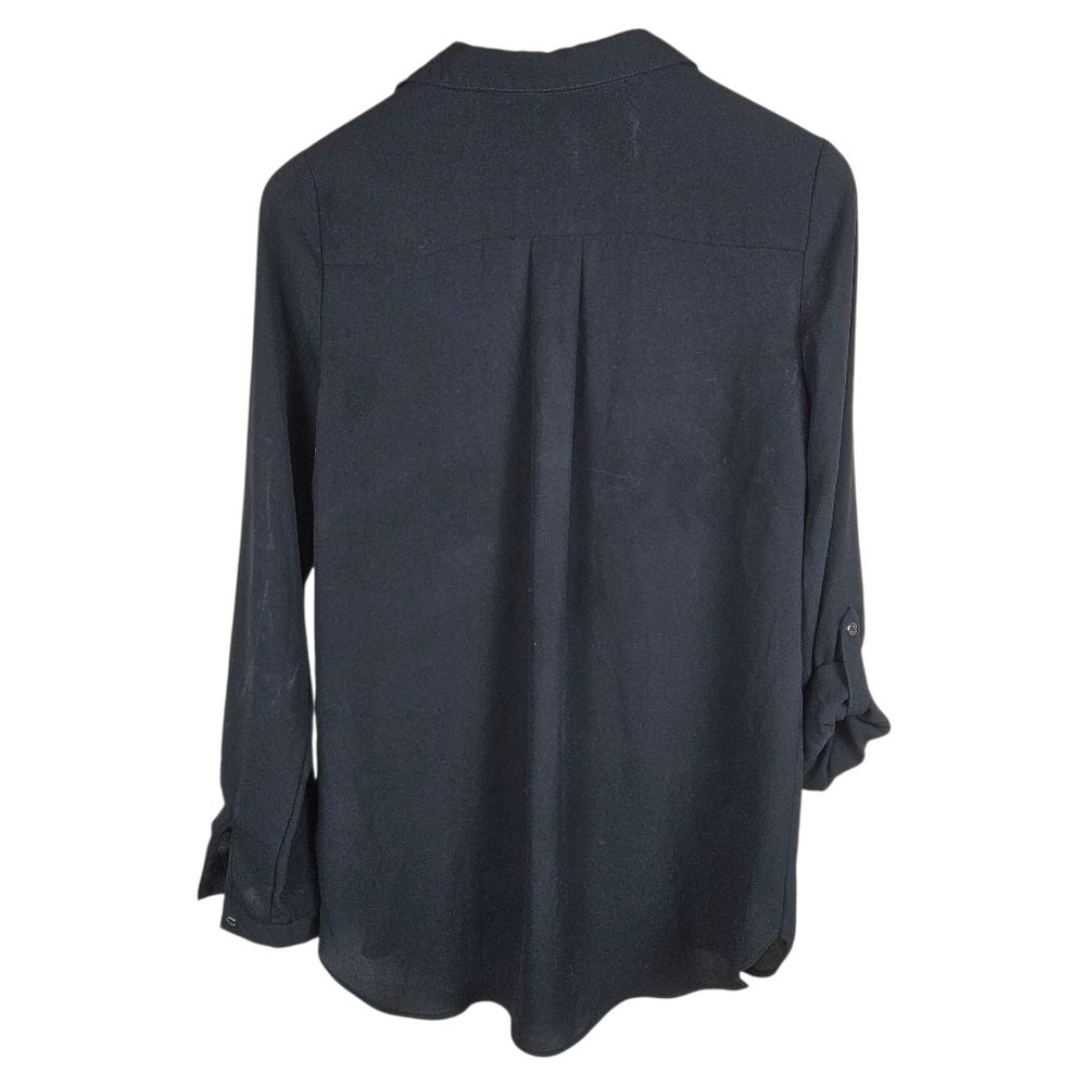 Kismet Black 3/4 Sleeve Button Down Shirt with Tie Detail - Picture 2 of 5